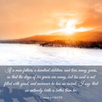 Picture 03 - Ecclesiastes 6:3 WEB - If a man fathers a hundred children, and lives - Bible Verse Picture