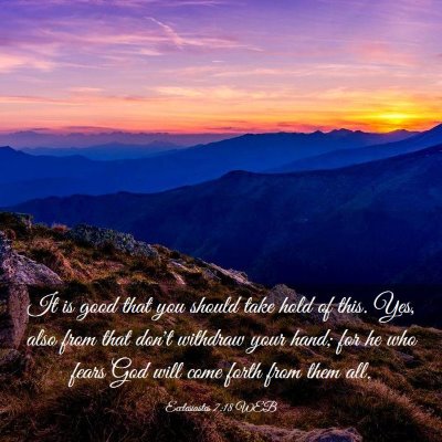 Picture 03 - Ecclesiastes 7:18 WEB - It is good that you should take hold of this. - Bible Verse Picture