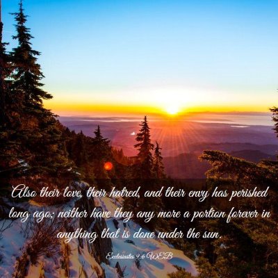 Picture 03 - Ecclesiastes 9:6 WEB - Also their love, their hatred, and their envy has - Bible Verse Picture