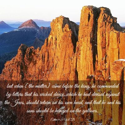 Picture 03 - Esther 9:25 WEB - but when [the matter] came before the king, he - Bible Verse Picture