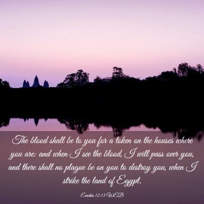 Picture 03 - Exodus 12:13 WEB - The blood shall be to you for a token on the - Bible Verse Picture