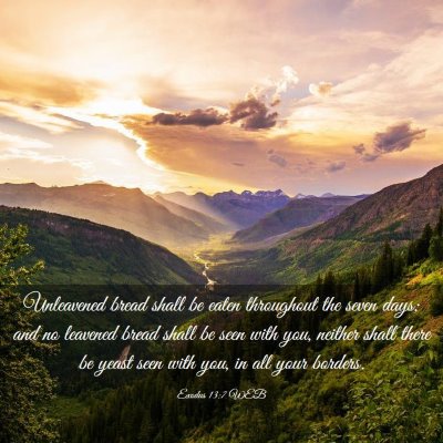 Picture 03 - Exodus 13:7 WEB - Unleavened bread shall be eaten throughout the - Bible Verse Picture