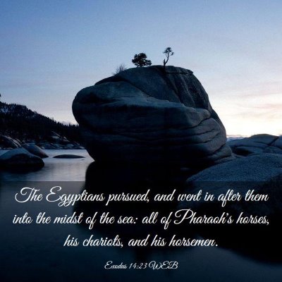 Picture 03 - Exodus 14:23 WEB - The Egyptians pursued, and went in after them - Bible Verse Picture