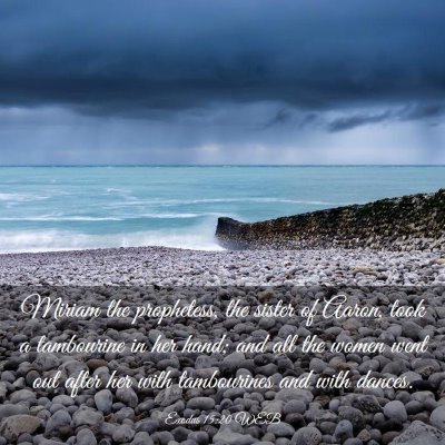 Picture 03 - Exodus 15:20 WEB - Miriam the prophetess, the sister of Aaron, took - Bible Verse Picture