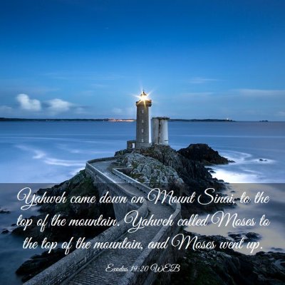 Picture 03 - Exodus 19:20 WEB - Yahweh came down on Mount Sinai, to the top of - Bible Verse Picture