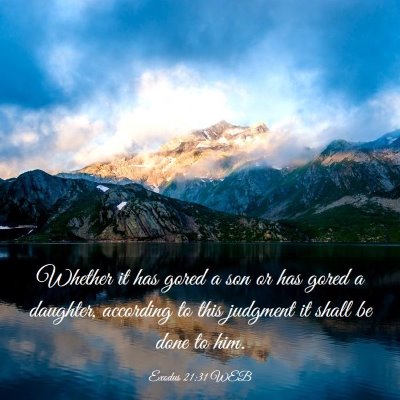 Picture 03 - Exodus 21:31 WEB - Whether it has gored a son or has gored a - Bible Verse Picture