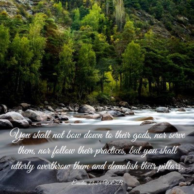 Picture 03 - Exodus 23:24 WEB - You shall not bow down to their gods, nor serve - Bible Verse Picture