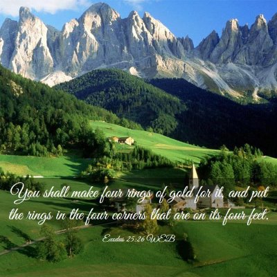 Picture 03 - Exodus 25:26 WEB - You shall make four rings of gold for it, and put - Bible Verse Picture