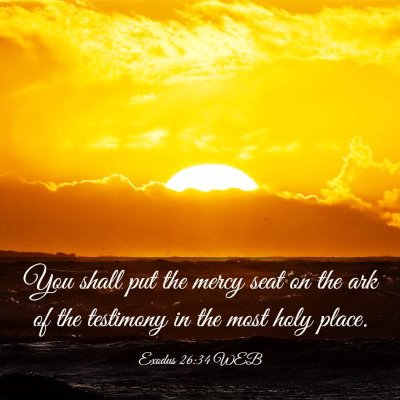 Picture 03 - Exodus 26:34 WEB - You shall put the mercy seat on the ark of the - Bible Verse Picture