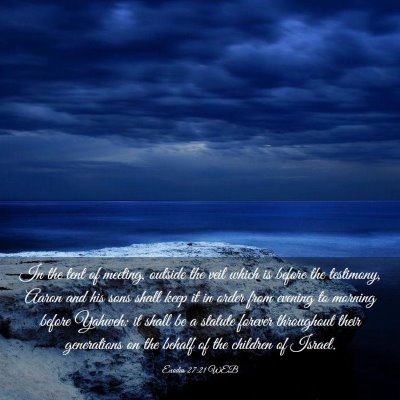 Picture 03 - Exodus 27:21 WEB - In the tent of meeting, outside the veil which is - Bible Verse Picture