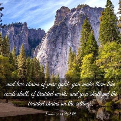 Picture 03 - Exodus 28:14 WEB - and two chains of pure gold; you make them like - Bible Verse Picture