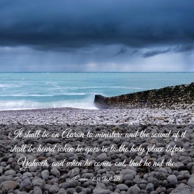 Picture 03 - Exodus 28:35 WEB - It shall be on Aaron to minister: and the sound - Bible Verse Picture