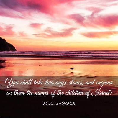 Picture 03 - Exodus 28:9 WEB - You shall take two onyx stones, and engrave on - Bible Verse Picture