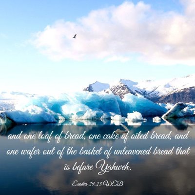 Picture 03 - Exodus 29:23 WEB - and one loaf of bread, one cake of oiled bread, - Bible Verse Picture