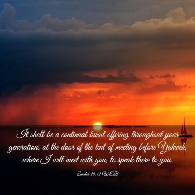 Picture 03 - Exodus 29:42 WEB - It shall be a continual burnt offering throughout - Bible Verse Picture