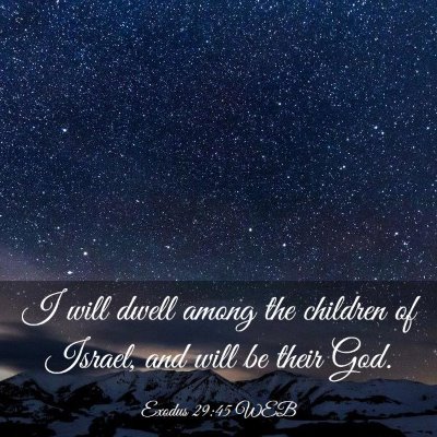 Picture 03 - Exodus 29:45 WEB - I will dwell among the children of Israel, and - Bible Verse Picture