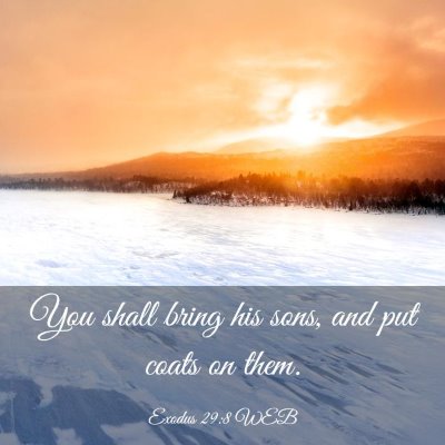 Picture 03 - Exodus 29:8 WEB - You shall bring his sons, and put coats on - Bible Verse Picture