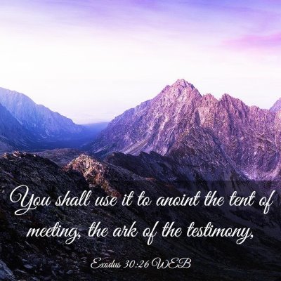 Picture 03 - Exodus 30:26 WEB - You shall use it to anoint the tent of meeting, - Bible Verse Picture
