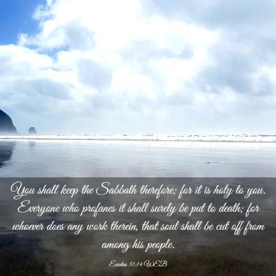 Picture 03 - Exodus 31:14 WEB - You shall keep the Sabbath therefore; for it is - Bible Verse Picture