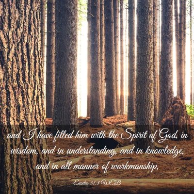 Picture 03 - Exodus 31:3 WEB - and I have filled him with the Spirit of God, in - Bible Verse Picture