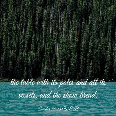 Picture 03 - Exodus 35:13 WEB - the table with its poles and all its vessels, and - Bible Verse Picture