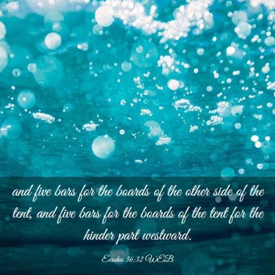 Picture 03 - Exodus 36:32 WEB - and five bars for the boards of the other side of - Bible Verse Picture