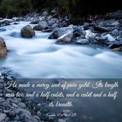 Picture 03 - Exodus 37:6 WEB - He made a mercy seat of pure gold. Its length was - Bible Verse Picture