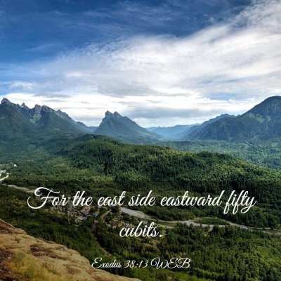 Picture 03 - Exodus 38:13 WEB - For the east side eastward fifty - Bible Verse Picture