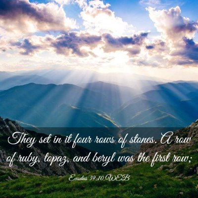 Picture 03 - Exodus 39:10 WEB - They set in it four rows of stones. A row of - Bible Verse Picture