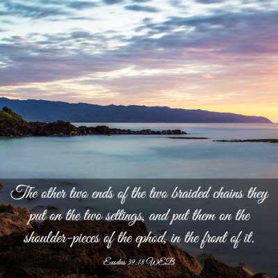 Picture 03 - Exodus 39:18 WEB - The other two ends of the two braided chains they - Bible Verse Picture