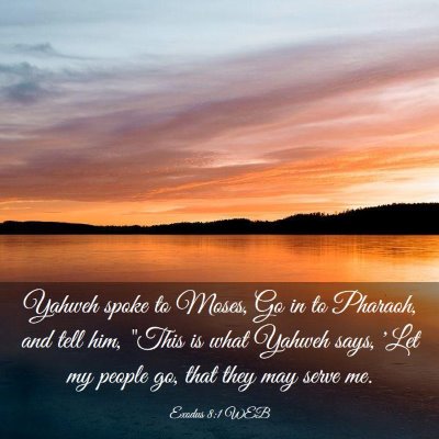 Picture 03 - Exodus 8:1 WEB - Yahweh spoke to Moses, Go in to Pharaoh, and tell - Bible Verse Picture