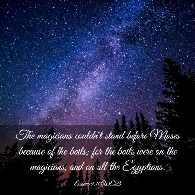 Picture 03 - Exodus 9:11 WEB - The magicians couldn't stand before Moses because - Bible Verse Picture