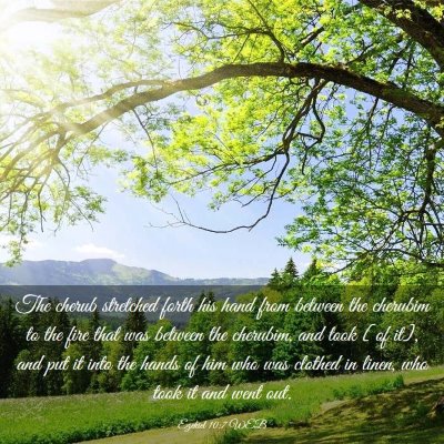Picture 03 - Ezekiel 10:7 WEB - The cherub stretched forth his hand from between - Bible Verse Picture