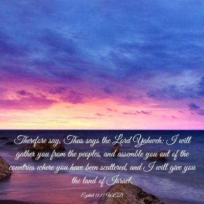 Picture 03 - Ezekiel 11:17 WEB - Therefore say, Thus says the Lord Yahweh: I will - Bible Verse Picture