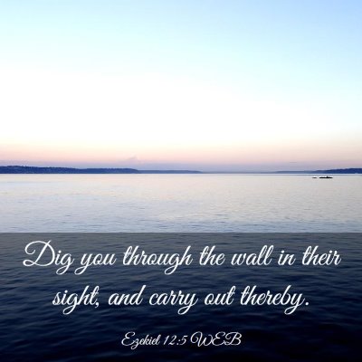Picture 03 - Ezekiel 12:5 WEB - Dig you through the wall in their sight, and - Bible Verse Picture