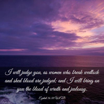 Picture 03 - Ezekiel 16:38 WEB - I will judge you, as women who break wedlock and - Bible Verse Picture
