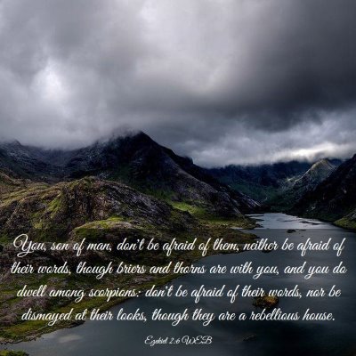 Picture 03 - Ezekiel 2:6 WEB - You, son of man, don't be afraid of them, neither - Bible Verse Picture