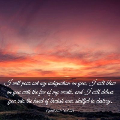 Picture 03 - Ezekiel 21:31 WEB - I will pour out my indignation on you; I will - Bible Verse Picture