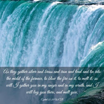 Picture 03 - Ezekiel 22:20 WEB - As they gather silver and brass and iron and lead - Bible Verse Picture