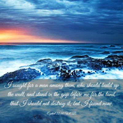 Picture 03 - Ezekiel 22:30 WEB - I sought for a man among them, who should build - Bible Verse Picture