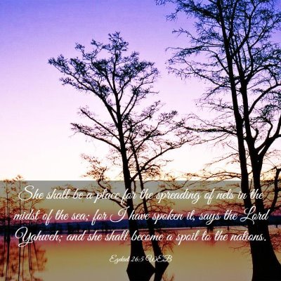 Picture 03 - Ezekiel 26:5 WEB - She shall be a place for the spreading of nets in - Bible Verse Picture