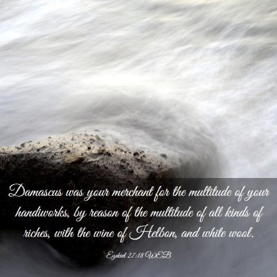 Picture 03 - Ezekiel 27:18 WEB - Damascus was your merchant for the multitude of - Bible Verse Picture