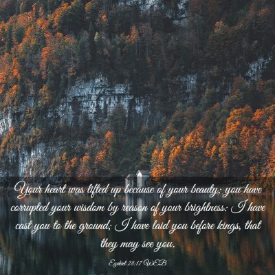 Picture 03 - Ezekiel 28:17 WEB - Your heart was lifted up because of your beauty; - Bible Verse Picture