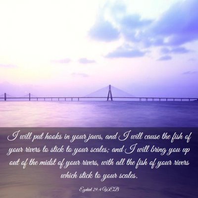 Picture 03 - Ezekiel 29:4 WEB - I will put hooks in your jaws, and I will cause - Bible Verse Picture