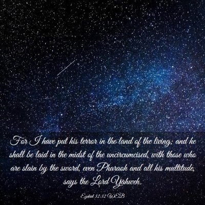 Picture 03 - Ezekiel 32:32 WEB - For I have put his terror in the land of the - Bible Verse Picture