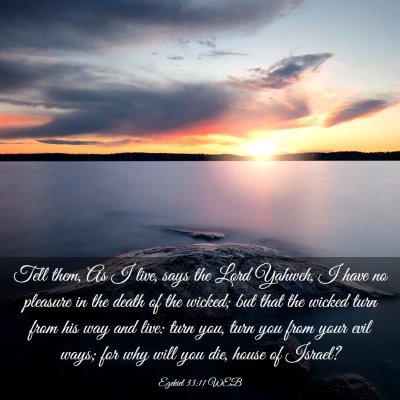 Picture 03 - Ezekiel 33:11 WEB - Tell them, As I live, says the Lord Yahweh, I - Bible Verse Picture