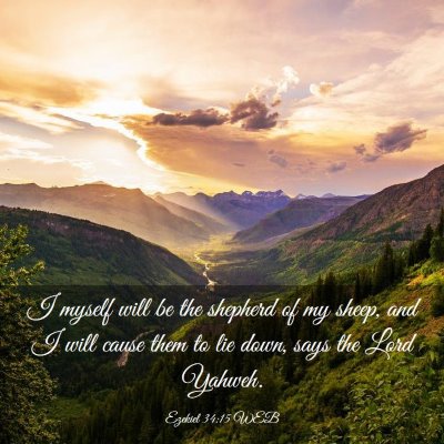 Picture 03 - Ezekiel 34:15 WEB - I myself will be the shepherd of my sheep, and I - Bible Verse Picture