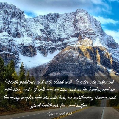Picture 03 - Ezekiel 38:22 WEB - With pestilence and with blood will I enter into - Bible Verse Picture