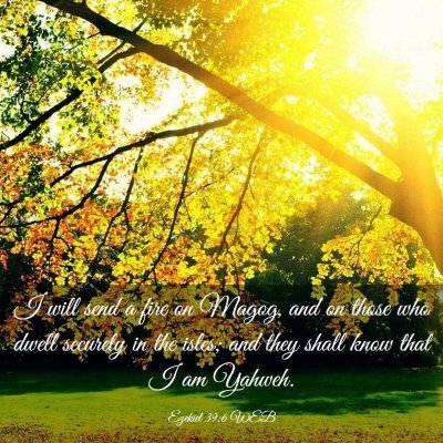 Picture 03 - Ezekiel 39:6 WEB - I will send a fire on Magog, and on those who - Bible Verse Picture