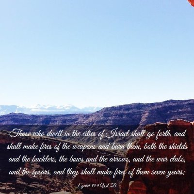 Picture 03 - Ezekiel 39:9 WEB - Those who dwell in the cities of Israel shall go - Bible Verse Picture